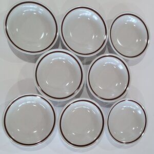 Vintage Country Living Autumn Gold Stoneware Bowls Set Of 8, 5.75" Diameter